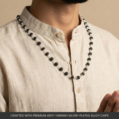 Silver Plated Eternal Karungali Mala - Natural Ebony Wood (Govt. Certified)