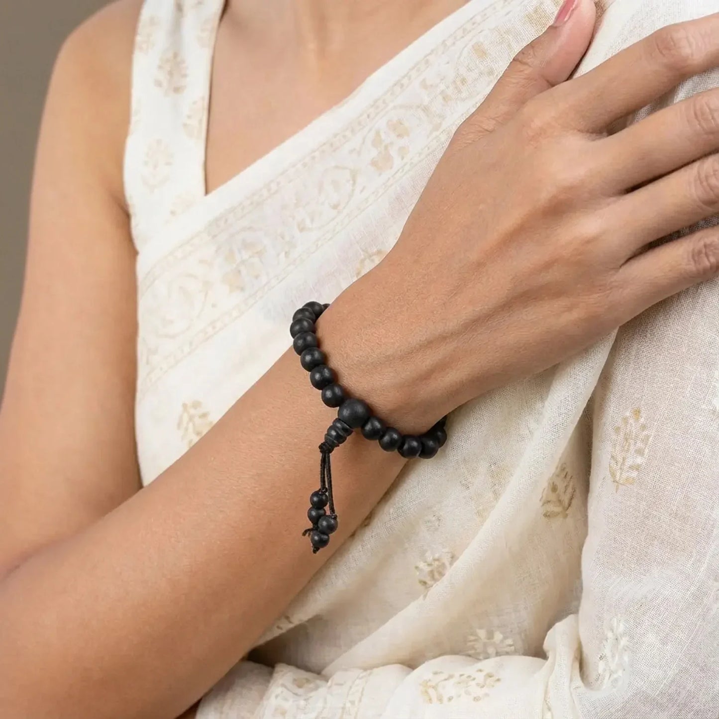 Silver Plated Eternal Karungali Mala - Natural Ebony Wood (Govt. Certified)