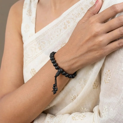 Silver Plated Eternal Karungali Mala - Natural Ebony Wood (Govt. Certified)